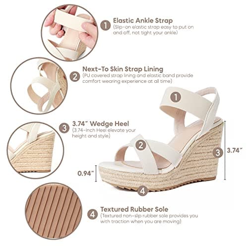 Women's Open Toe Wedge Espadrille Sandals - Comfortable Slip On Platforms