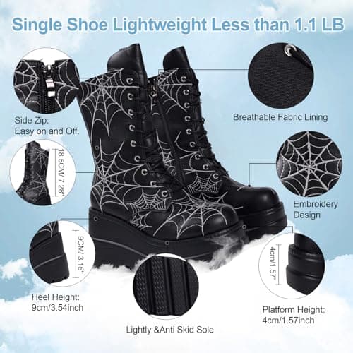 Gothniero Women Black Platform Gothic Knee High Boots Winter Chunky Heel Punk Rave Shoes Size 5.5-11  
Gothniero Women Black Platform Gothic Mid Calf Boots Winter Chunky Heel Punk Rave Lace Up Combat Shoes Size 5.5-11  
Gothniero Women Black Winter K