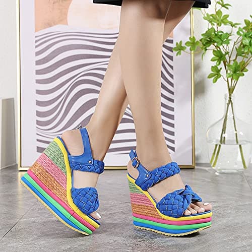 Colorful Heels Espadrille Platform Sandals for Women