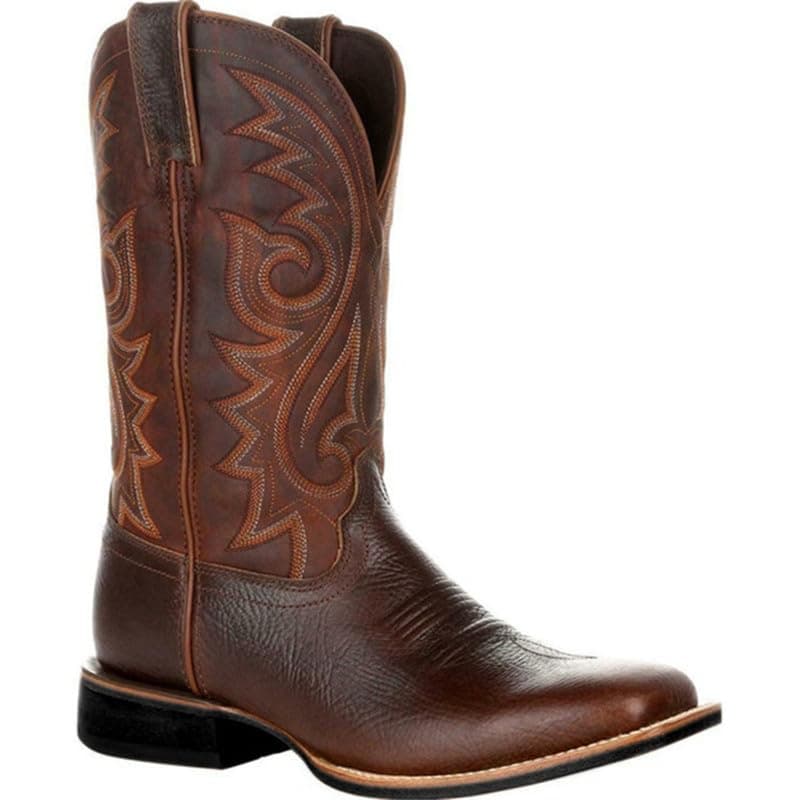 LISHAN Men's Western Cowboy Mid Calf Boots with Embroidery