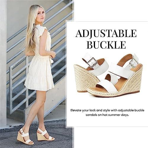 Women's Platform Wedge Sandals with Ankle Strap