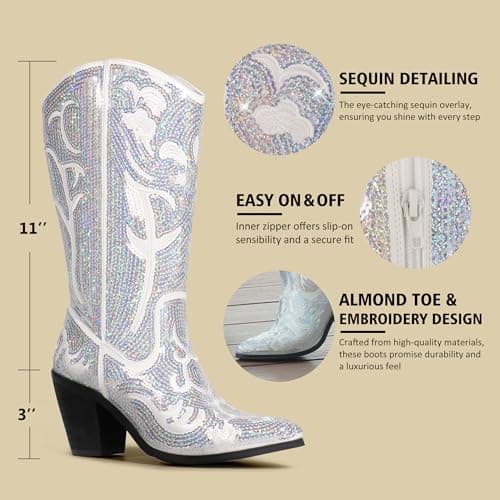 Hawkwell Women's Wide Calf Zipper Cowboy Boots