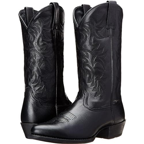 XBKOJBA Western Cowboy Boots for Men - Mid-Calf Embroidered Chunky Heel