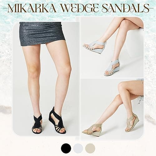 Mikarka Women's Sparkling Rhinestone Wedge Sandals for Weddings, Prom and Dance