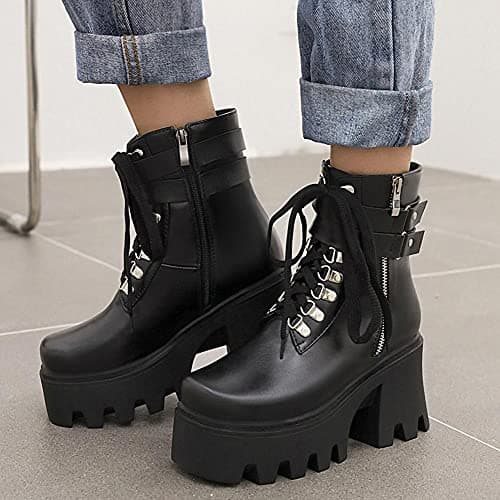 Gothic Platform Combat Ankle Boots for Women