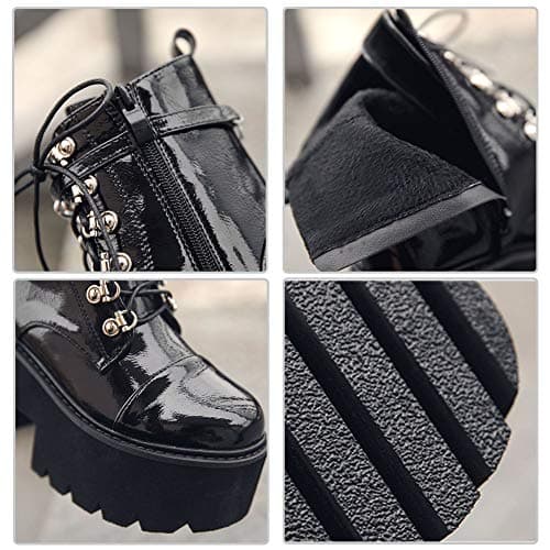 Studded Platform Combat Ankle Booties for Women in Mid Calf