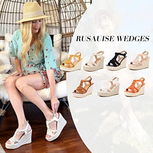 Comfortable Wedge Sandals for Women: RUSAUISE Platform Espadrilles