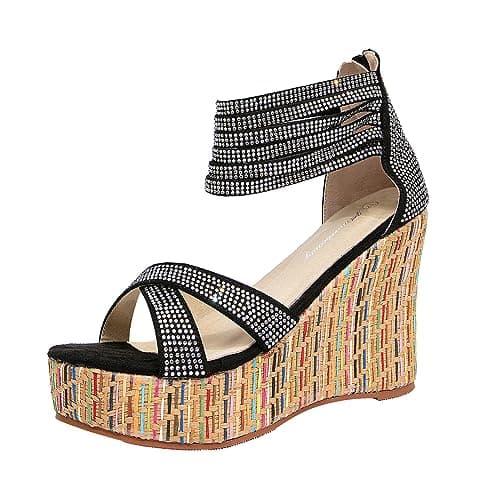Get More Beauty Women's Pearls Across Top Platform Sandals