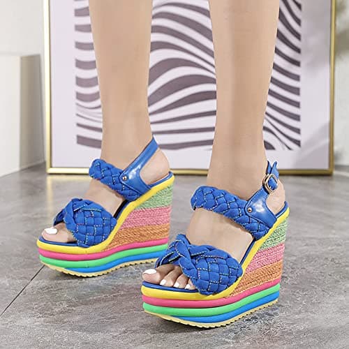 Colorful Heels Espadrille Platform Sandals for Women