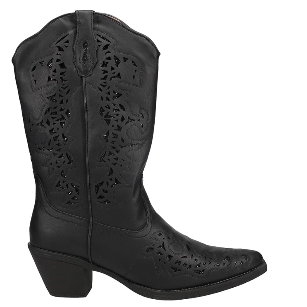 Roper Womens Alisa Snip Toe Western Boots - Mid Calf, Low Heel, Black