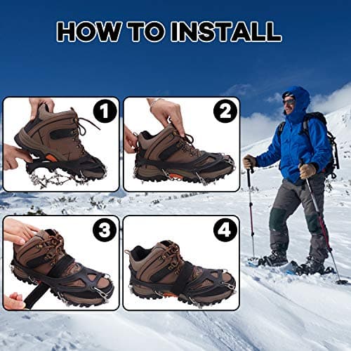 WIN.MAX Traction Cleats with 19 Stainless Steel Spikes for Ice Snow Grip