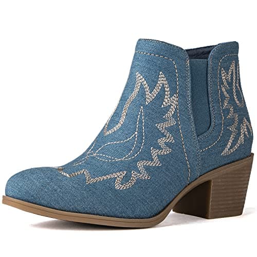 GLOBALWIN Women's Pull-On Ankle Boots Western Cowboy Cowgirl Style