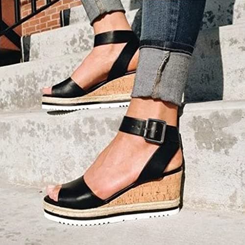 Fululuer Wide Width Espadrille Sandals for Women (I-Brown, 8.5)