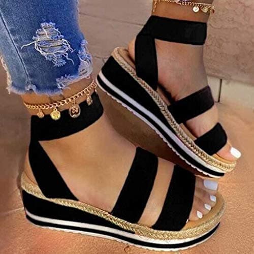 Fululuer Wide Width Espadrille Sandals for Women (I-Brown, 8.5)