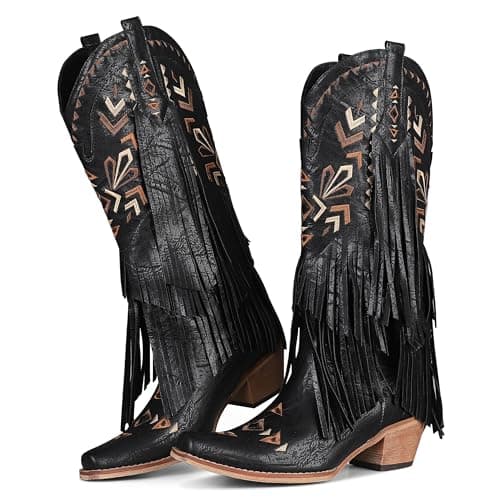 SaraIris Women's Knee High Fringe Boots