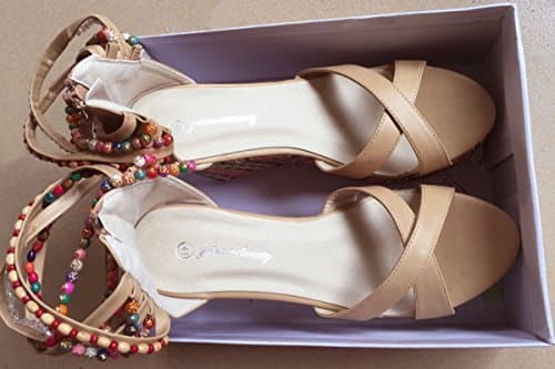 Get More Beauty Women's Pearls Across Top Platform Sandals