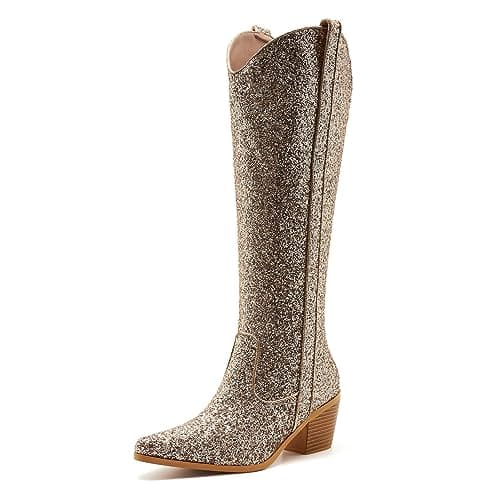 Classic Embroidered ZXHYZLZ Cowgirl Boots for Women Knee High 2" Heel