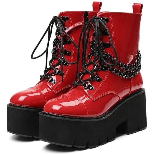 Studded Platform Combat Ankle Booties for Women in Mid Calf
