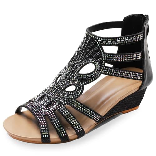 WOJWSKI Women's High Heel Slide Sandal with Zip Back Platform