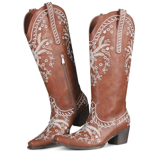 Women's Sparkly Cowgirl Boots with Embroidery