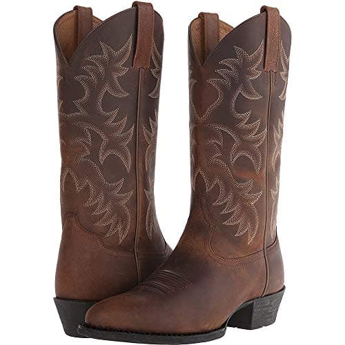 XBKOJBA Western Cowboy Boots for Men - Mid-Calf Embroidered Chunky Heel