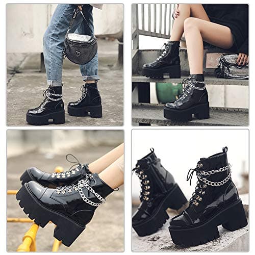 Studded Platform Combat Ankle Booties for Women in Mid Calf