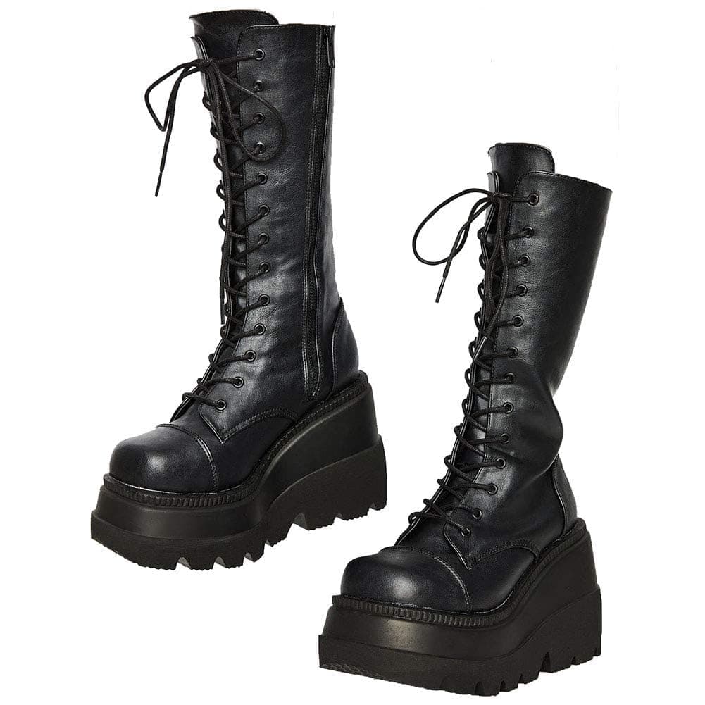 Womens High Platform Chunky Heel Combat Boots - For Women