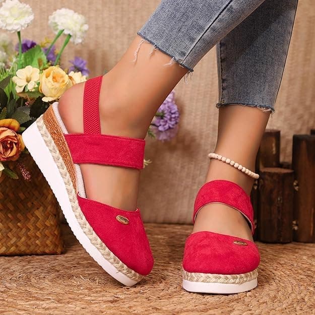 2025 Women's Comfortable Anti-Slip Espadrille Wedge Sandals with Adjustable Buckle