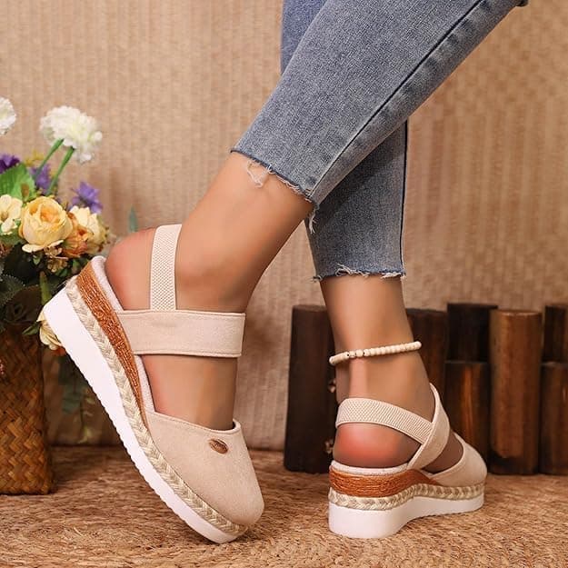 2025 Women's Comfortable Anti-Slip Espadrille Wedge Sandals with Adjustable Buckle