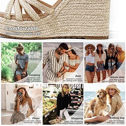 Mikarka Women's Platform Ankle Strap Open Toe Espadrille Wedge Sandals for Summer