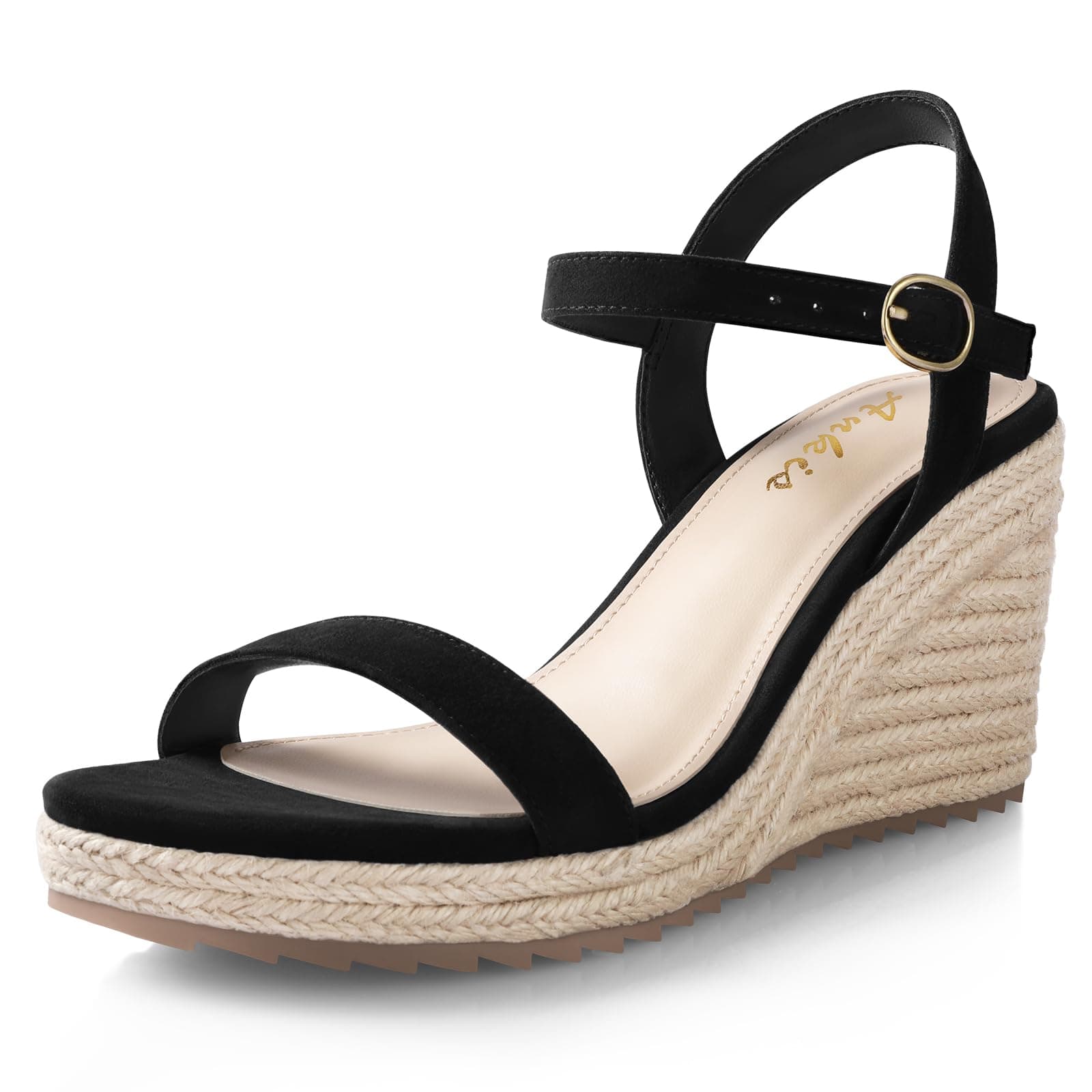 Ankis Platform Wedge Sandals for Women, Black, Brown, White, Nude Espadrille - Summer Comfort High Heel
