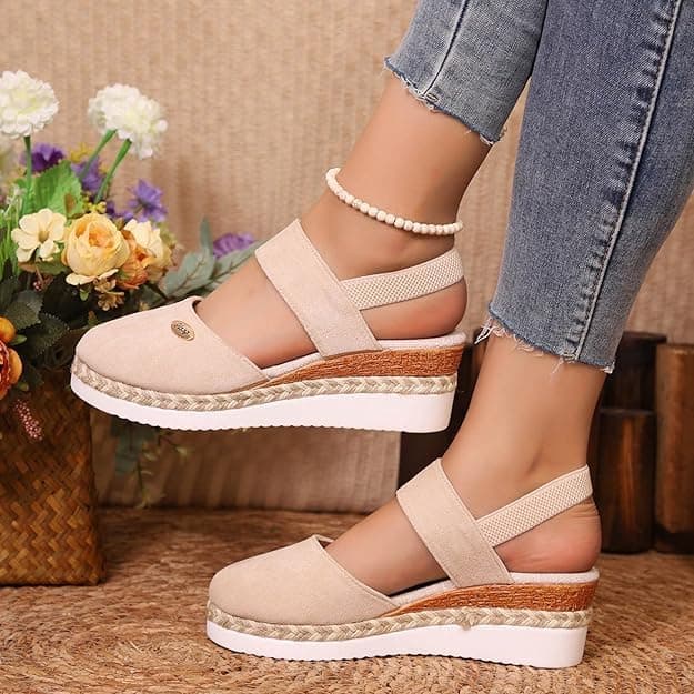 2025 Women's Comfortable Anti-Slip Espadrille Wedge Sandals with Adjustable Buckle