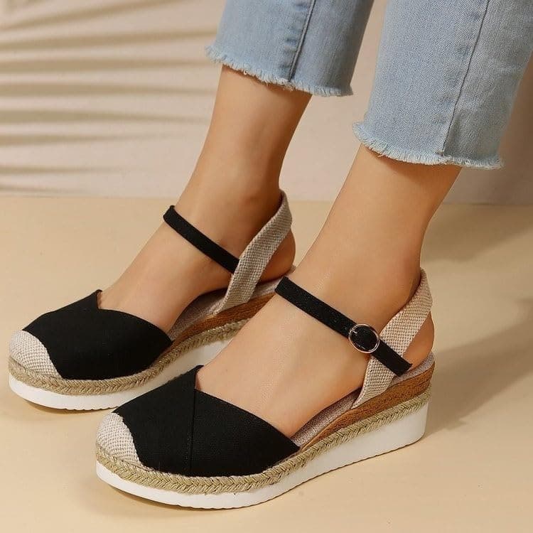 2025 Women's Comfortable Anti-Slip Espadrille Wedge Sandals with Adjustable Buckle