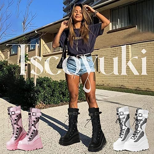 Women's Gothic Platform Combat Boots for Concerts and Festivals