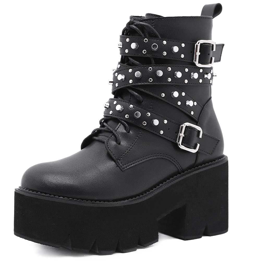 Mikarka Goth Ankle Boots for Women Chunky Heel Platform Motorcycle Riding Boots  
Mikarka Goth Ankle Boots for Women Studded Chain Mid Calf Boots Motorcycle Riding Style  
Mikarka Goth Ankle Boots for Women Zipper Mid Chunky Heel Platform Combat Boot