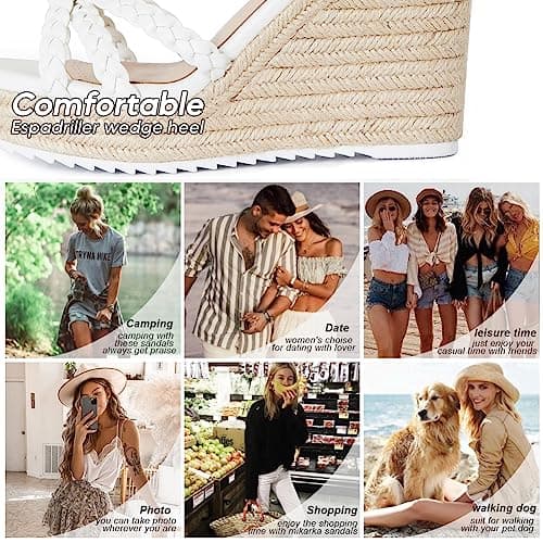 Braided Knot Wedge Espadrille Sandals for Women