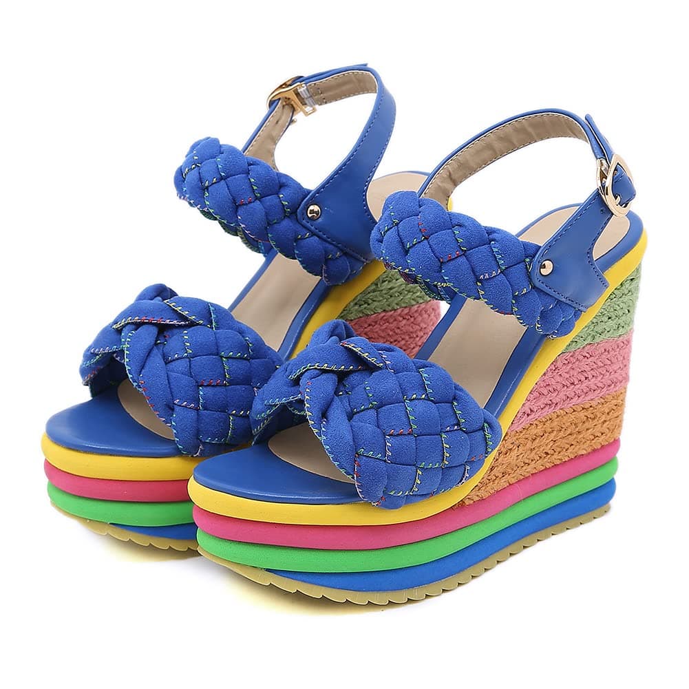 Colorful Heels Espadrille Platform Sandals for Women