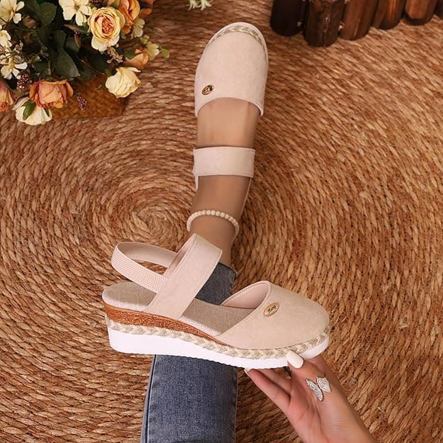 2025 Women's Comfortable Anti-Slip Espadrille Wedge Sandals with Adjustable Buckle