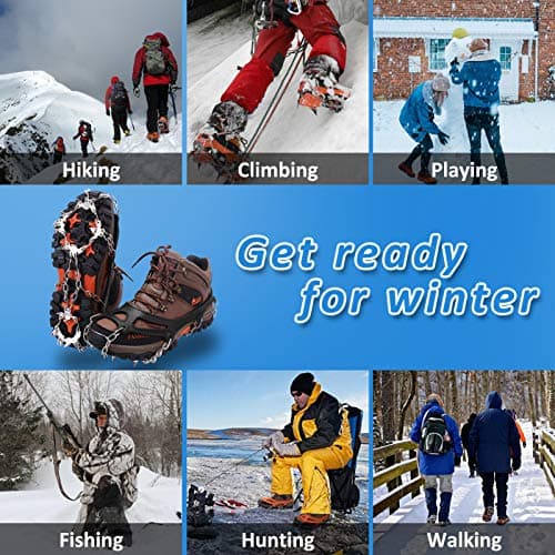 WIN.MAX Traction Cleats with 19 Stainless Steel Spikes for Ice Snow Grip