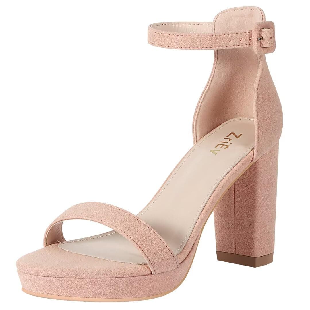 ZriEy 4-Inch Block Heeled Sandals for Women Evening Wedding Prom Party Shoes