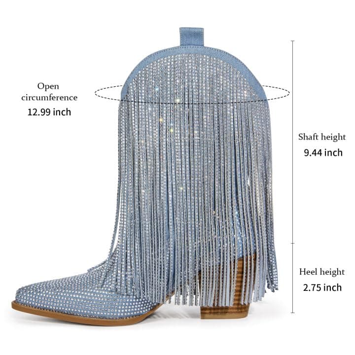 HICLOTSA Sparkly Rhinestone Western Boots for Women