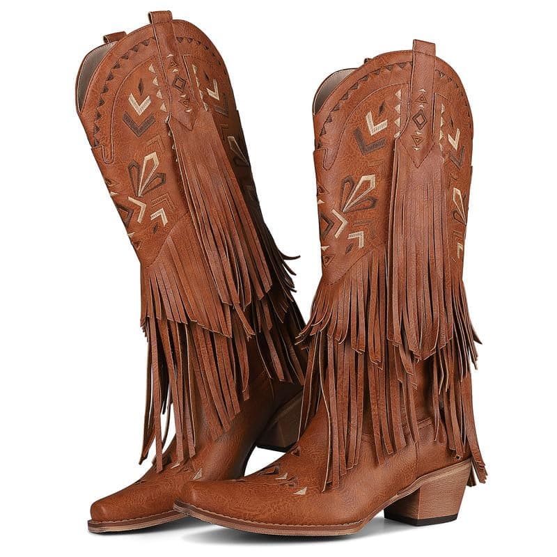 SaraIris Women's Knee High Fringe Boots