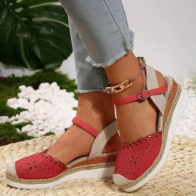 2025 Women's Comfortable Anti-Slip Espadrille Wedge Sandals with Adjustable Buckle