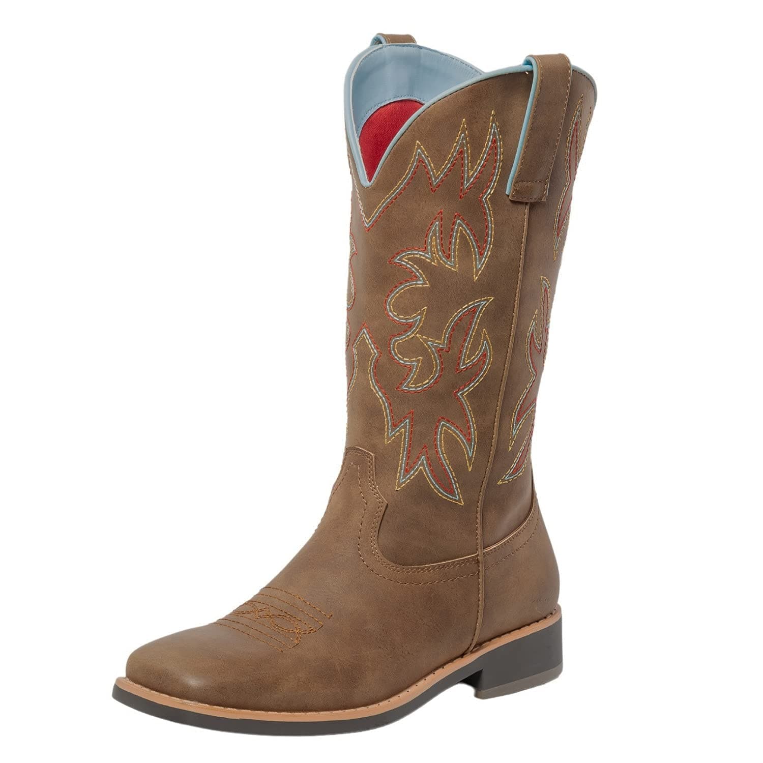 SheSole Women's Mid-Calf Square Toe Western Boots - Brown