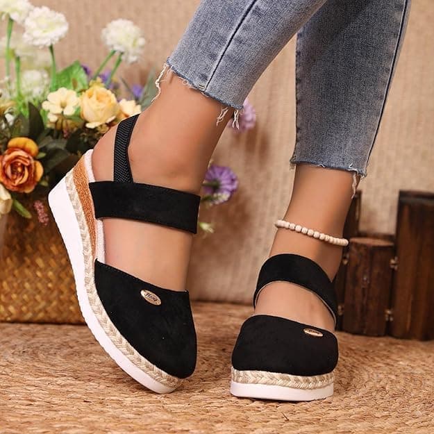 2025 Women's Comfortable Anti-Slip Espadrille Wedge Sandals with Adjustable Buckle