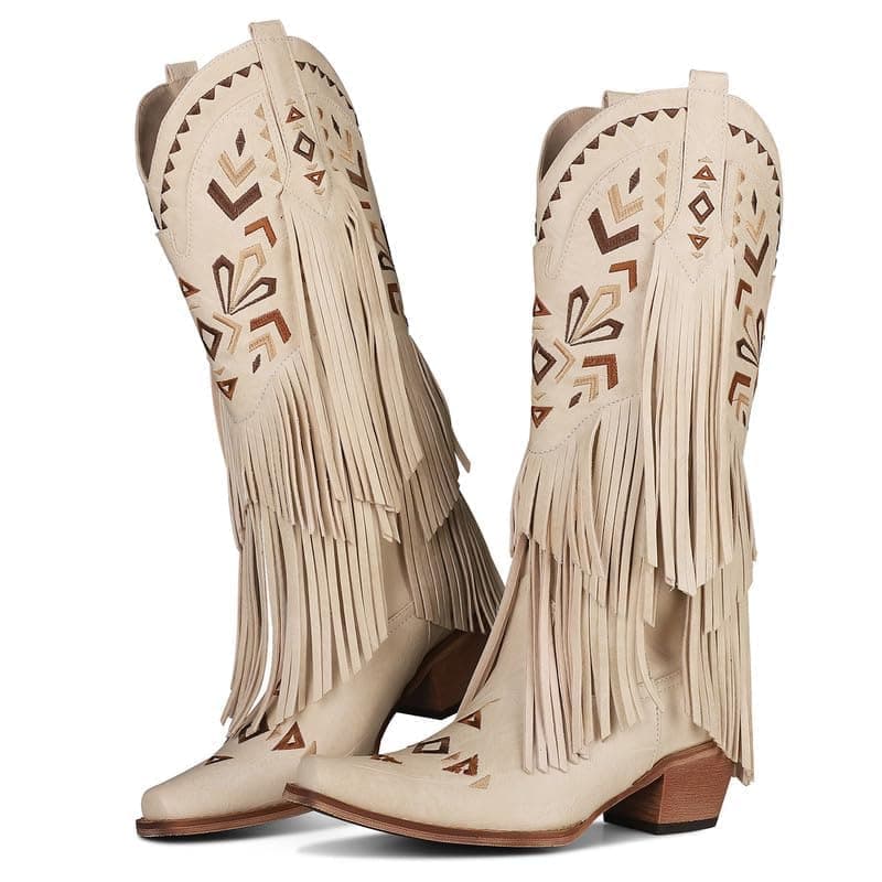 SaraIris Women's Knee High Fringe Boots