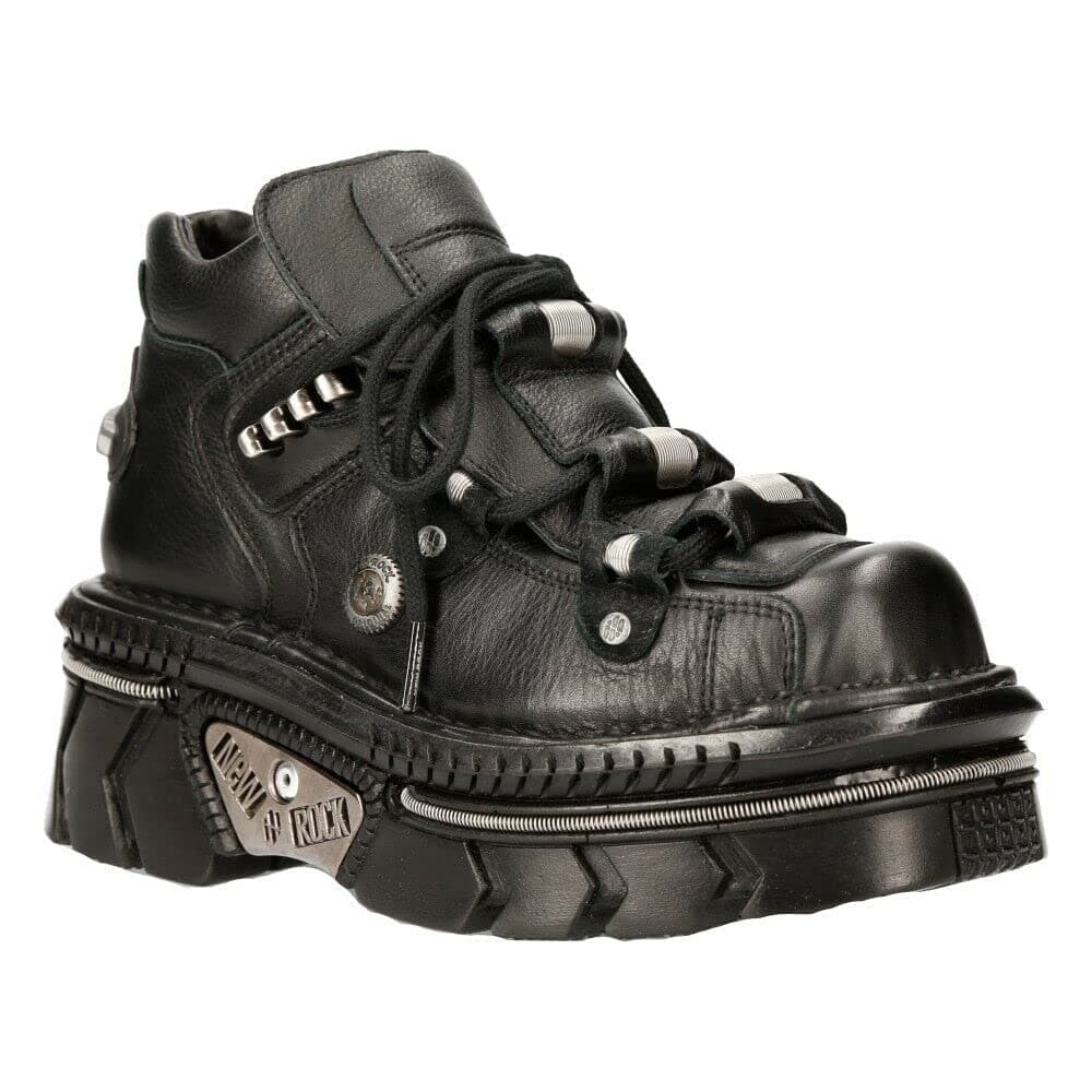 New Rock M-215-S6 Women's Goth Punk Black Metallic Platform Boots