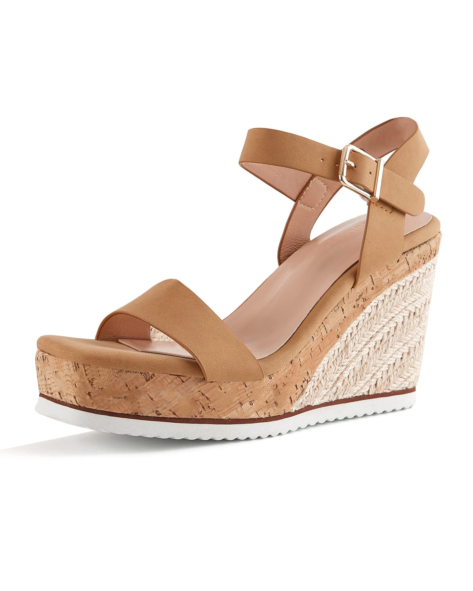 Coutgo Women's Espadrille Wedge Platform Sandals Open Toe Ankle Buckle Strap Casual Summer Shoes