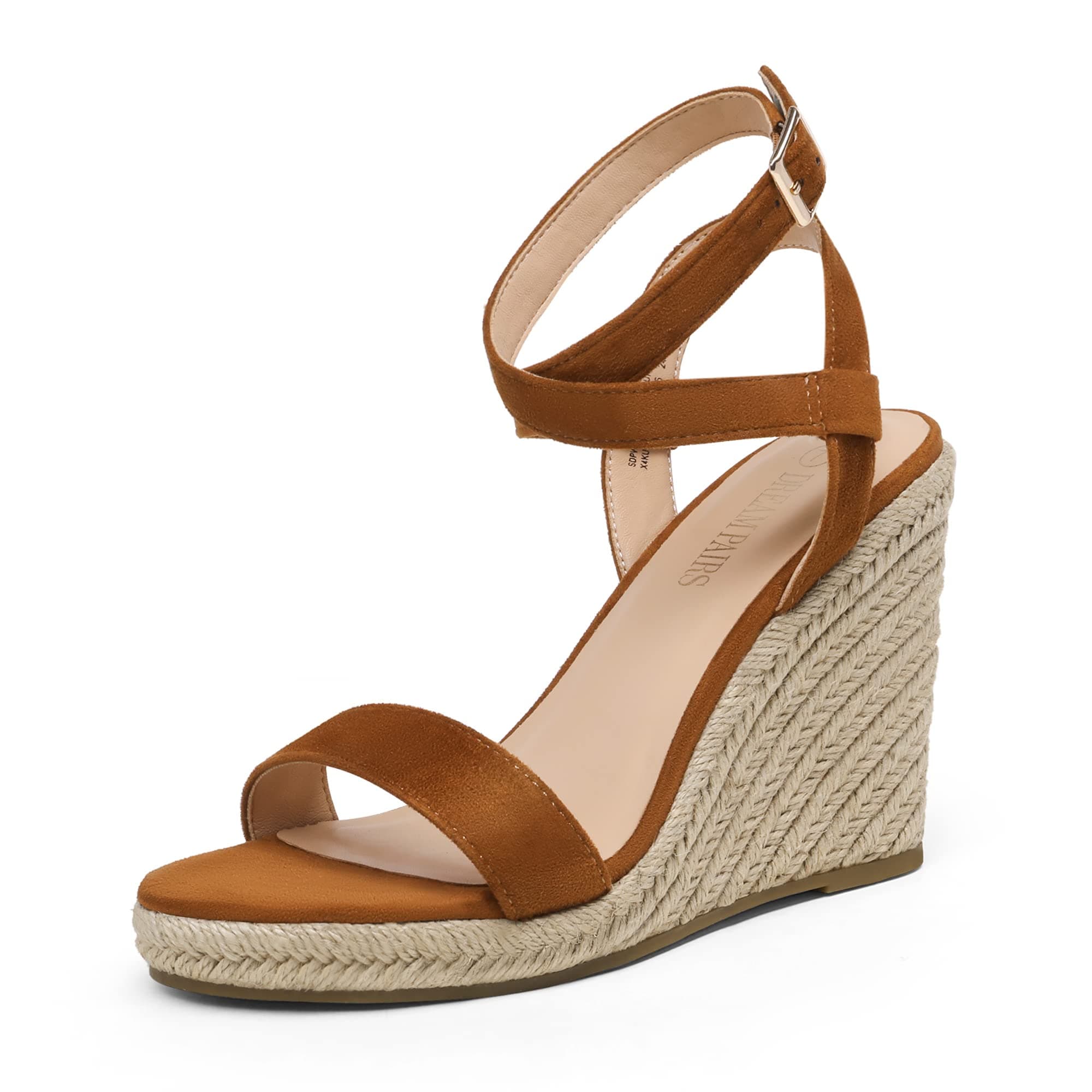 Dream Pairs Women's Dressy Open Toe Espadrille Wedge Sandals with Bucklestrap