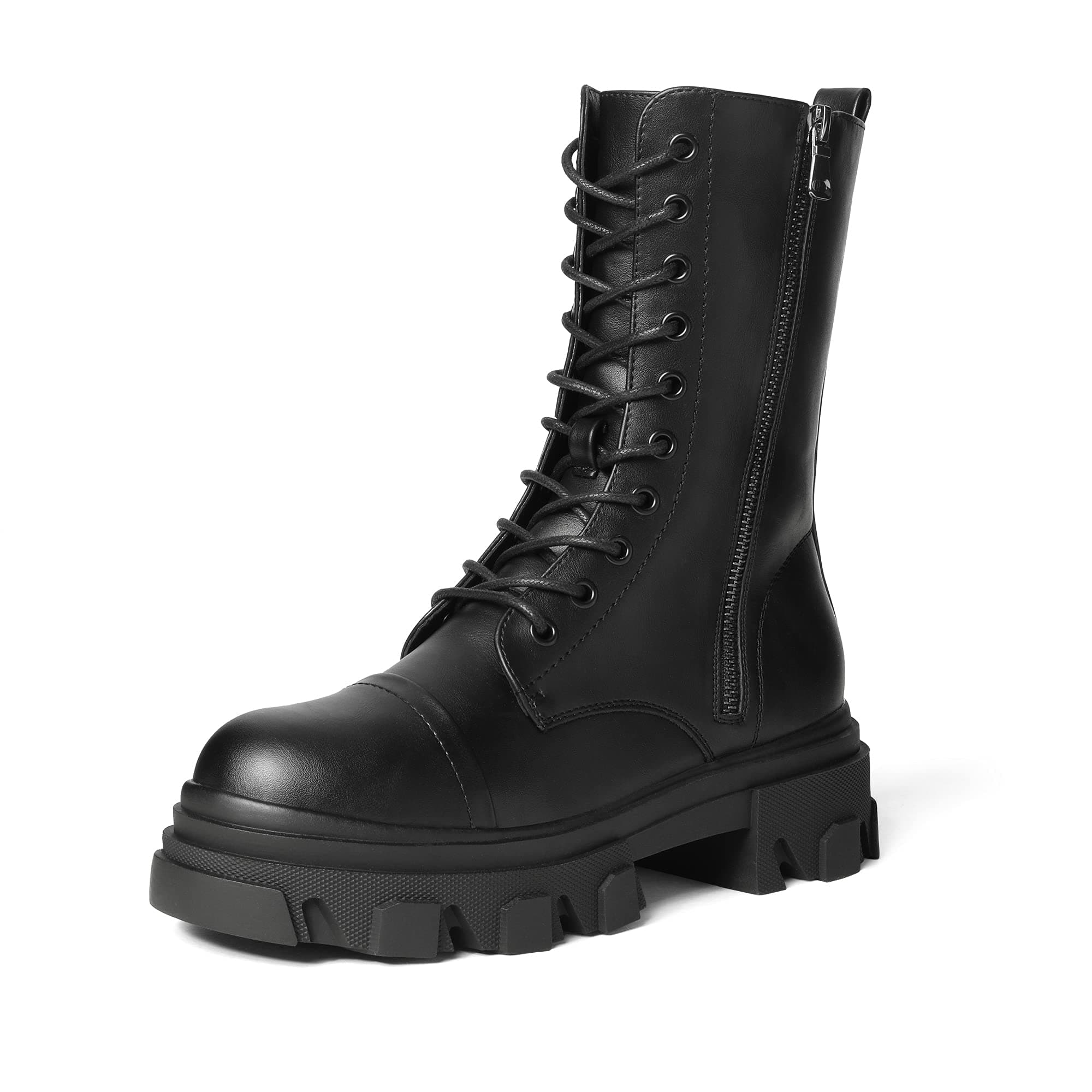 Women's Lace Up Combat Boots with Chunky Platform Sole